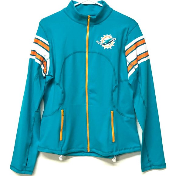 Miami Dolphins Full Zip Athletic NFL Yoga Jacket - New! Embroidered Logo Patch - Picture 1 of 3